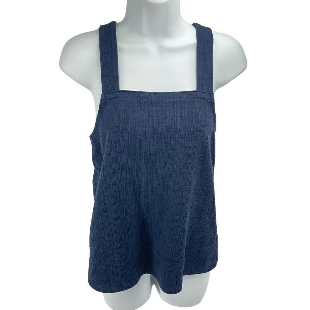 Madewell Womens Tank Top Sleeveless Cross Strap Stretch Square Neck Blue Small